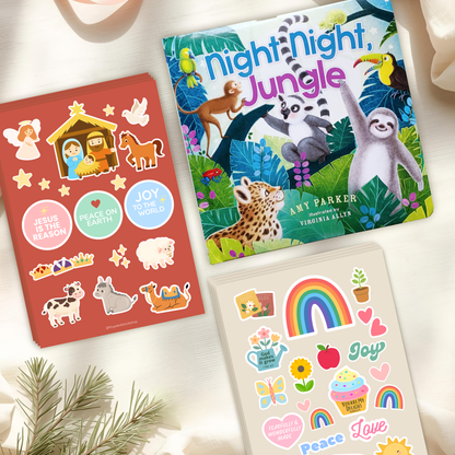 Bedtime Blessings Bundle – Christian bedtime gift set with Night Night, Jungle and faith sticker packs for children.