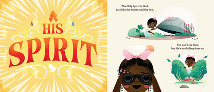 Book cover with 'His Spirit' title and illustrations of a girl and a spaceship.