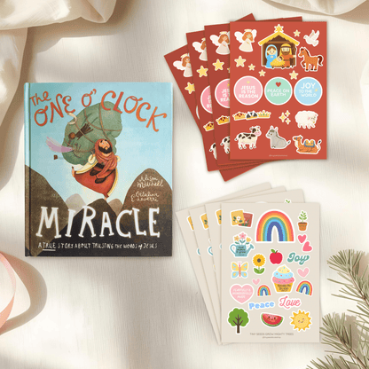 The Miracle of Jesus Storytime Bundle – Christian children’s gift set with The One O’Clock Miracle and faith stickers.