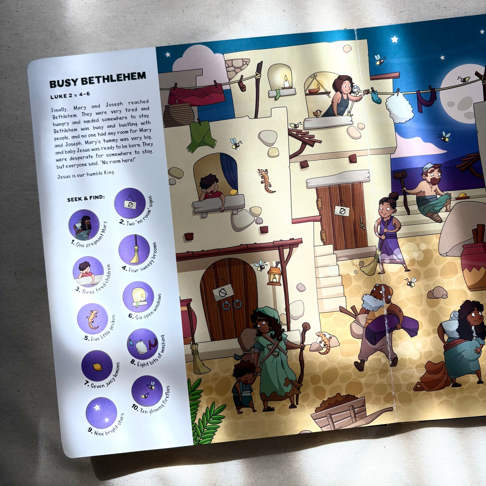 Seek and Find: The First Christmas children’s activity book – Christian Christmas seek-and-find about Jesus’ birth.