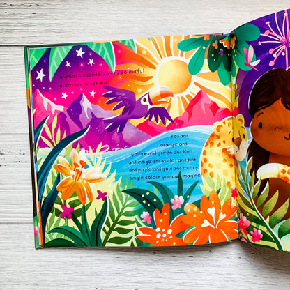 God’s Very Colourful Creation children’s Bible storybook – Genesis 1–2 story about God’s creation and love.