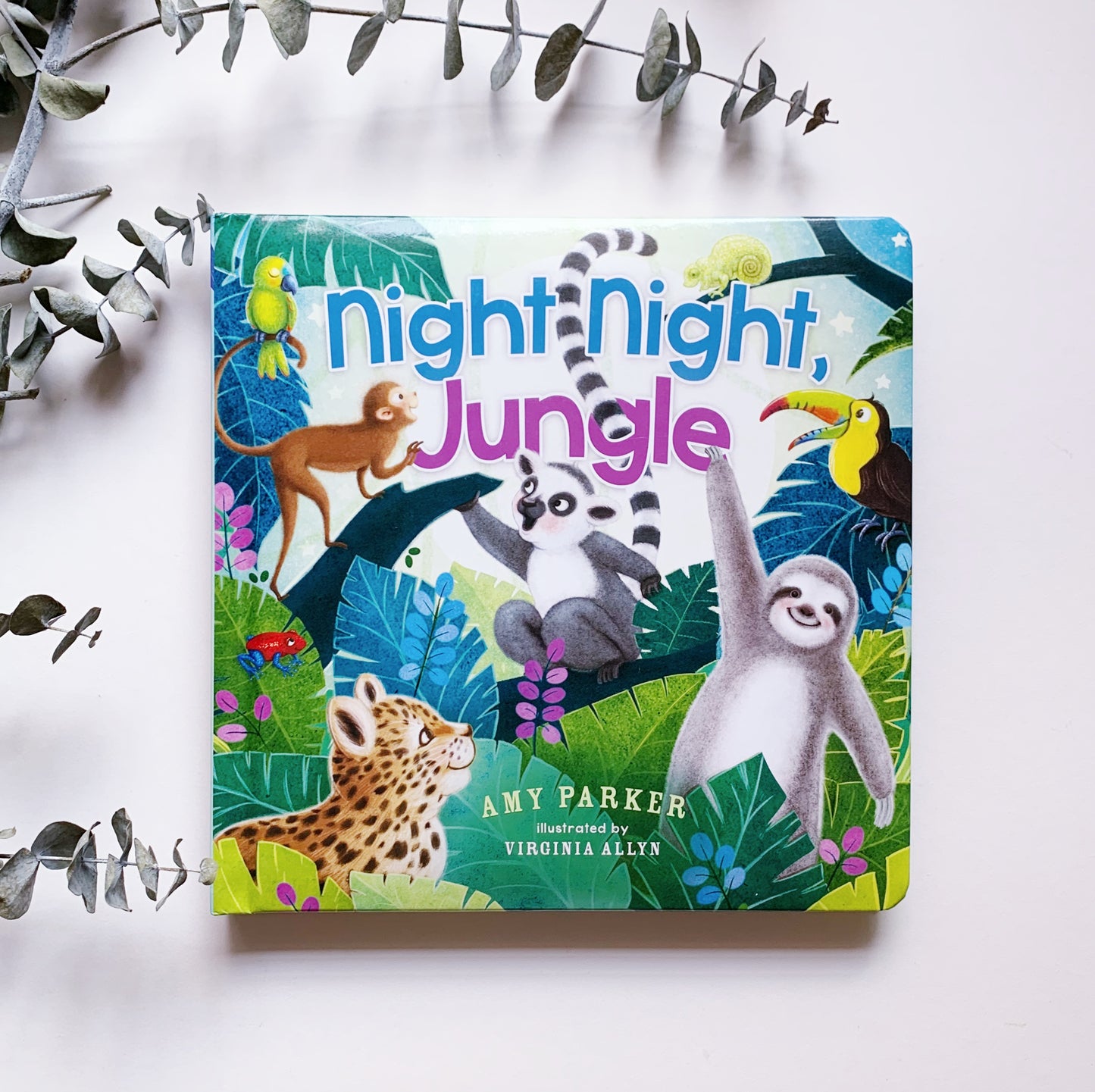 Night Night Jungle children’s Christian bedtime storybook by Amy Parker – illustrated by Virginia Allyn with jungle animals.