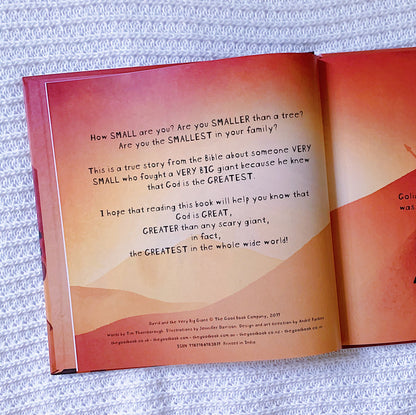 David and the Very Big Giant Christian children’s Bible storybook – story of David and Goliath, courage, and trust in God.