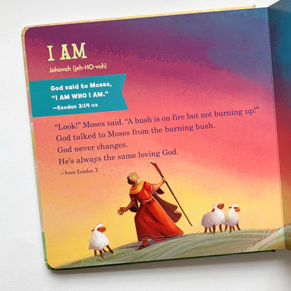 I Am: The Names of God for Little Ones children’s Christian board book teaching God’s names and character.