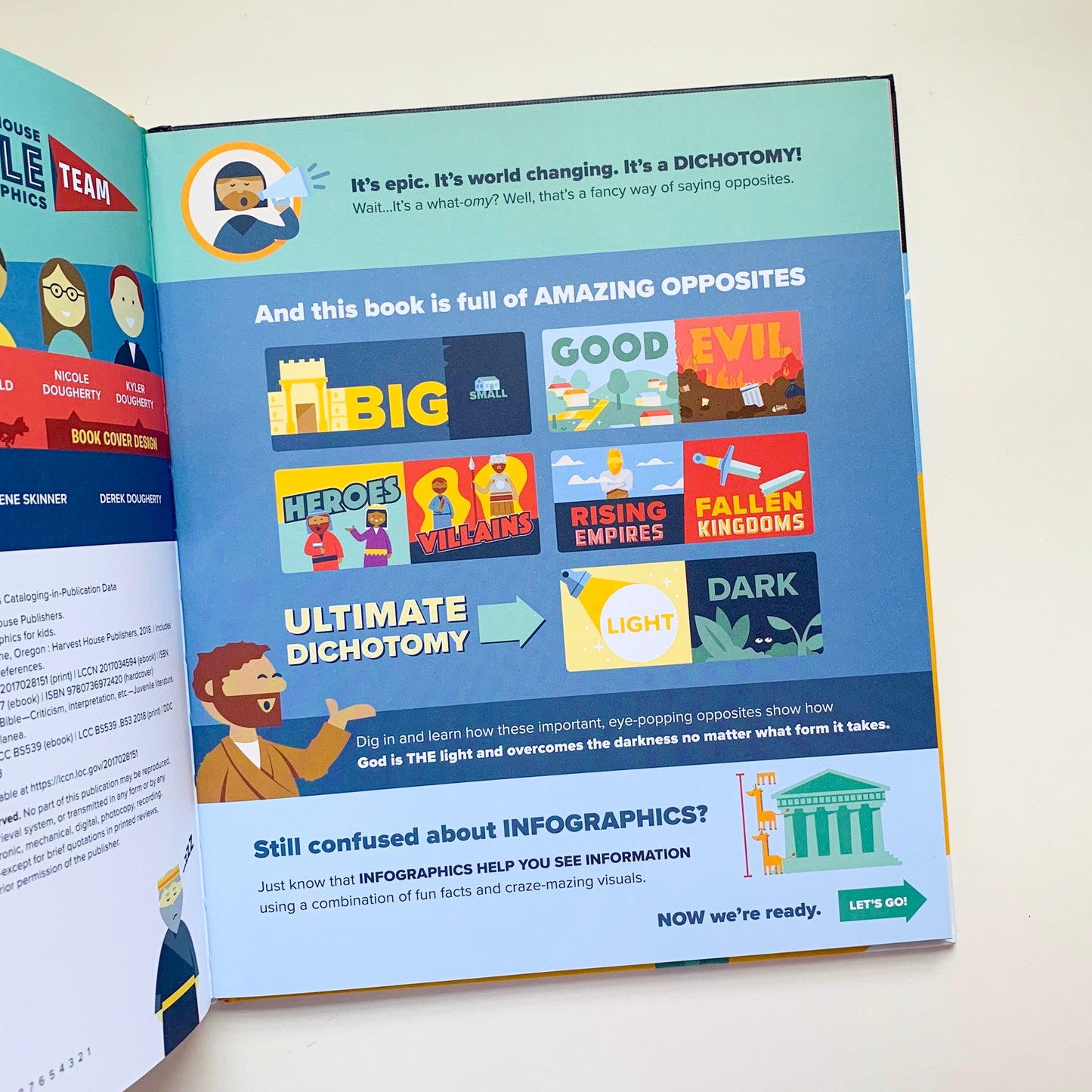 Bible infographics book for kids — Light and Dark, Heroes and Villains