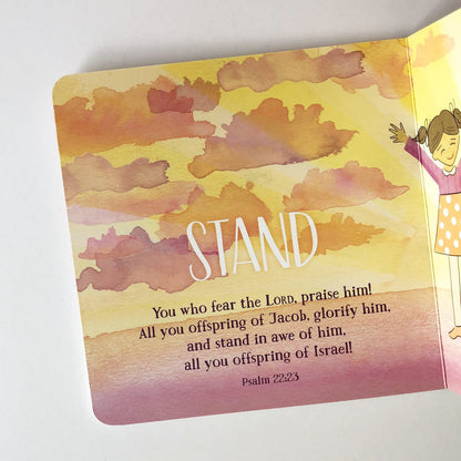 Psalms of Praise: A Movement Primer – Christian board book about worship and praise for toddlers.