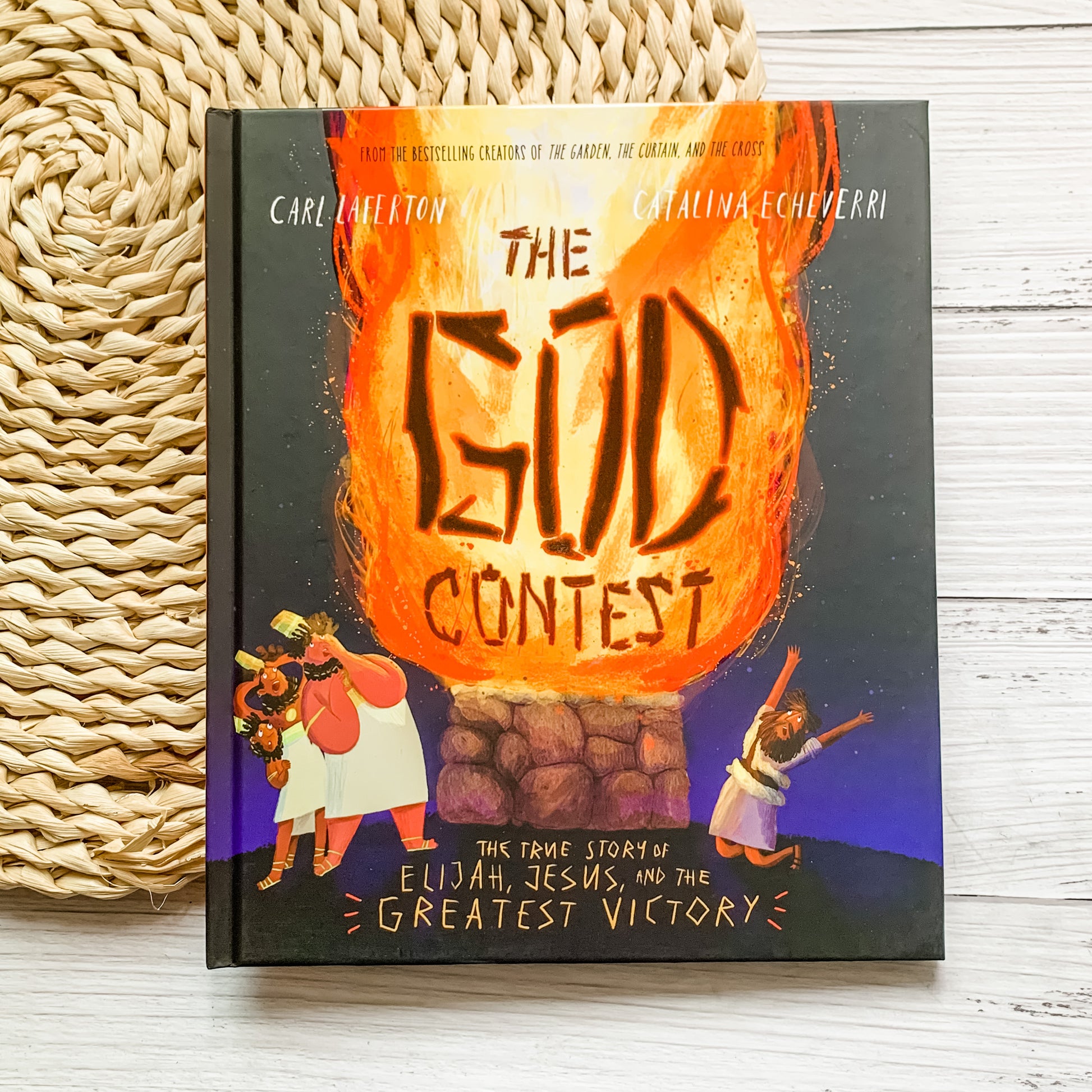 The God Contest Christian children’s Bible storybook – Elijah and Jesus story about God’s power, victory, and love.