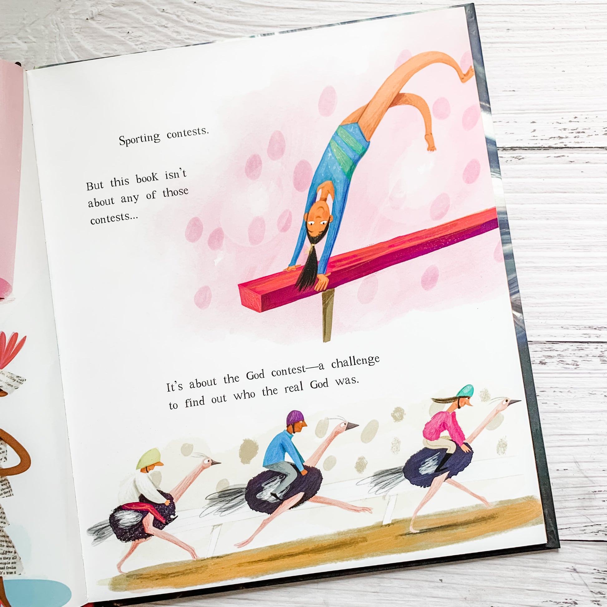 The God Contest Christian children’s Bible storybook – Elijah and Jesus story about God’s power, victory, and love.