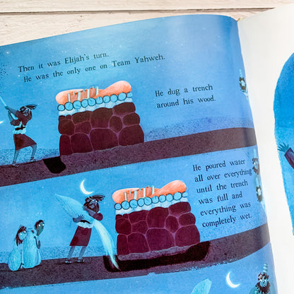 The God Contest Christian children’s Bible storybook – Elijah and Jesus story about God’s power, victory, and love.